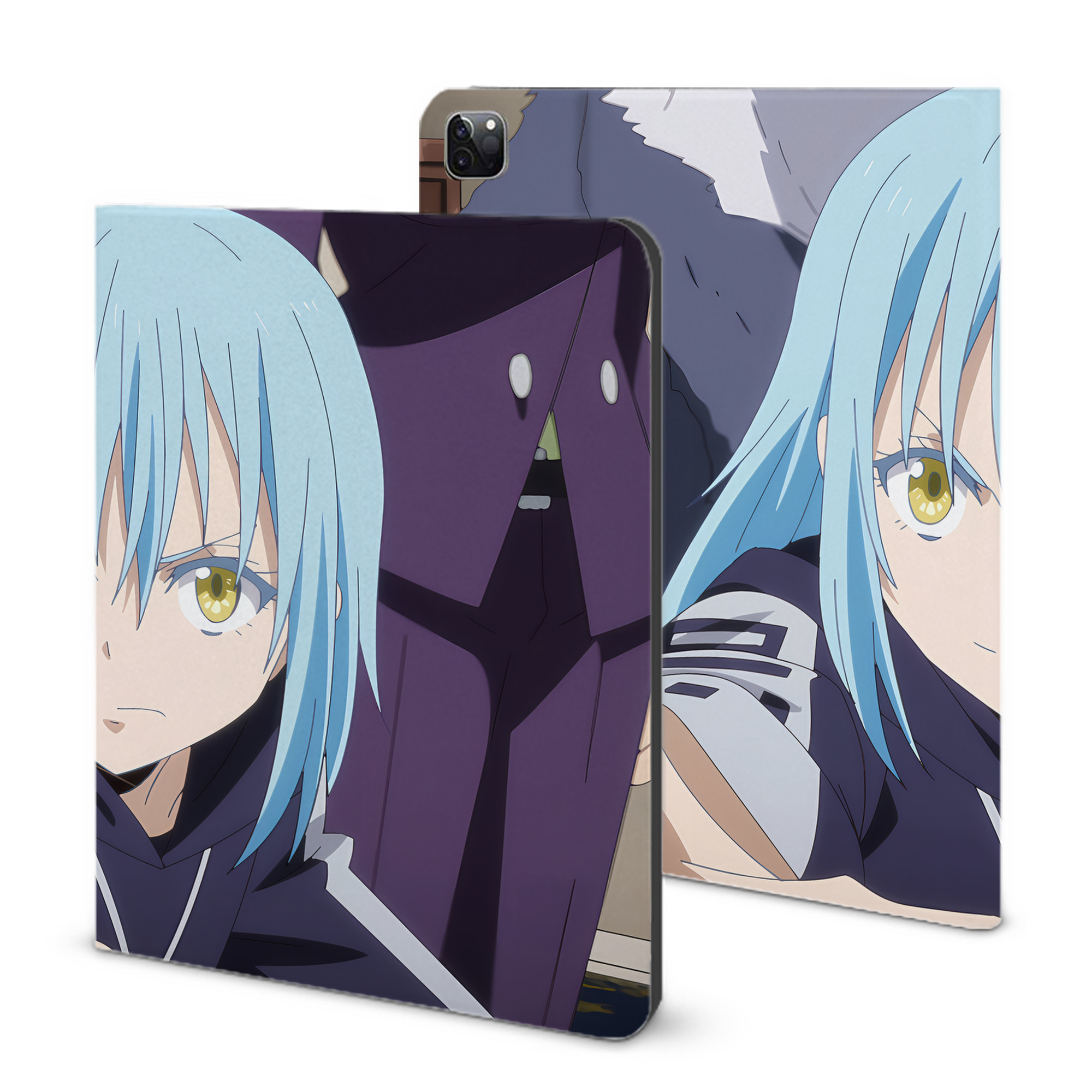 （画像用） 転スラ Regarding Reincarnated to Slime IPad ケース ブック型 PUレザー TPU 耐衝撃 軽量 薄型 ペン収納なし 全面保護 IPad 各モデル対応